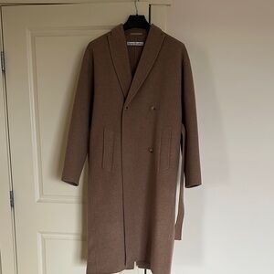 Acne Brown Trench Coat with Wool Blend and Wide Lapels